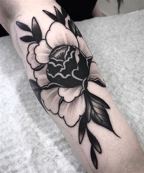 blackwork flower tattoo|traditional blackwork tattoos.